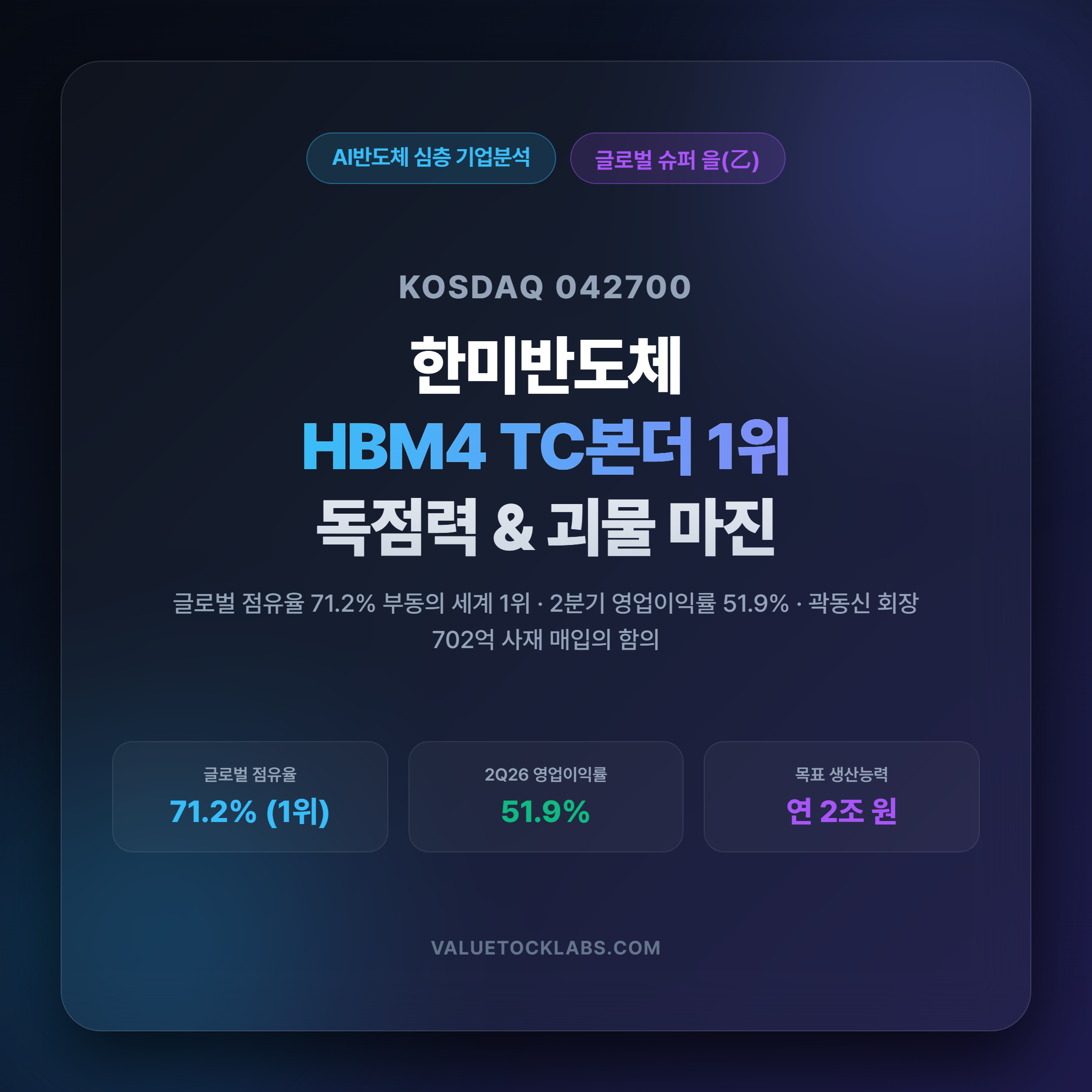 한미반도체 2026 HBM4 TC 본더 글로벌 1위 기업분석 대표 썸네일